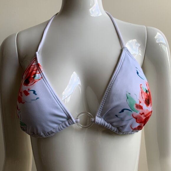 Guess white floral print triangle top tie side bikini - Picture 3 of 8